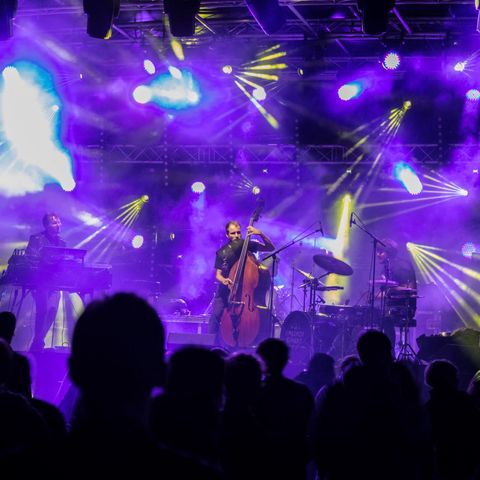 Contrabass und Publikum auf dem Enzo-Festival in Wagersrott.