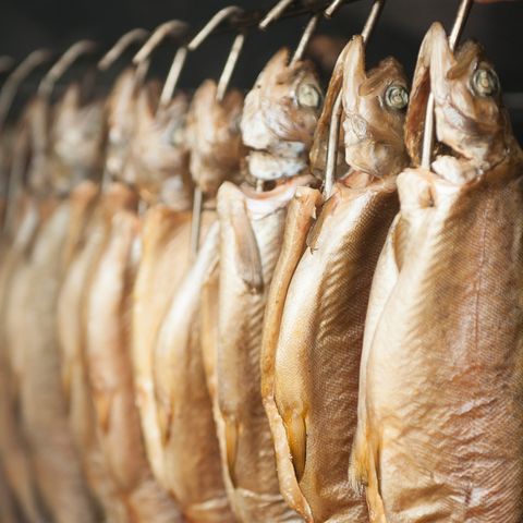 Fische im Räucherofen in der Fischräucherei Föh in Kappeln