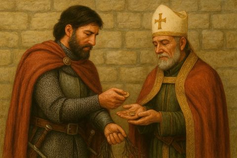 Tausch Heringszaun gegen Ländereien KI-gemalt